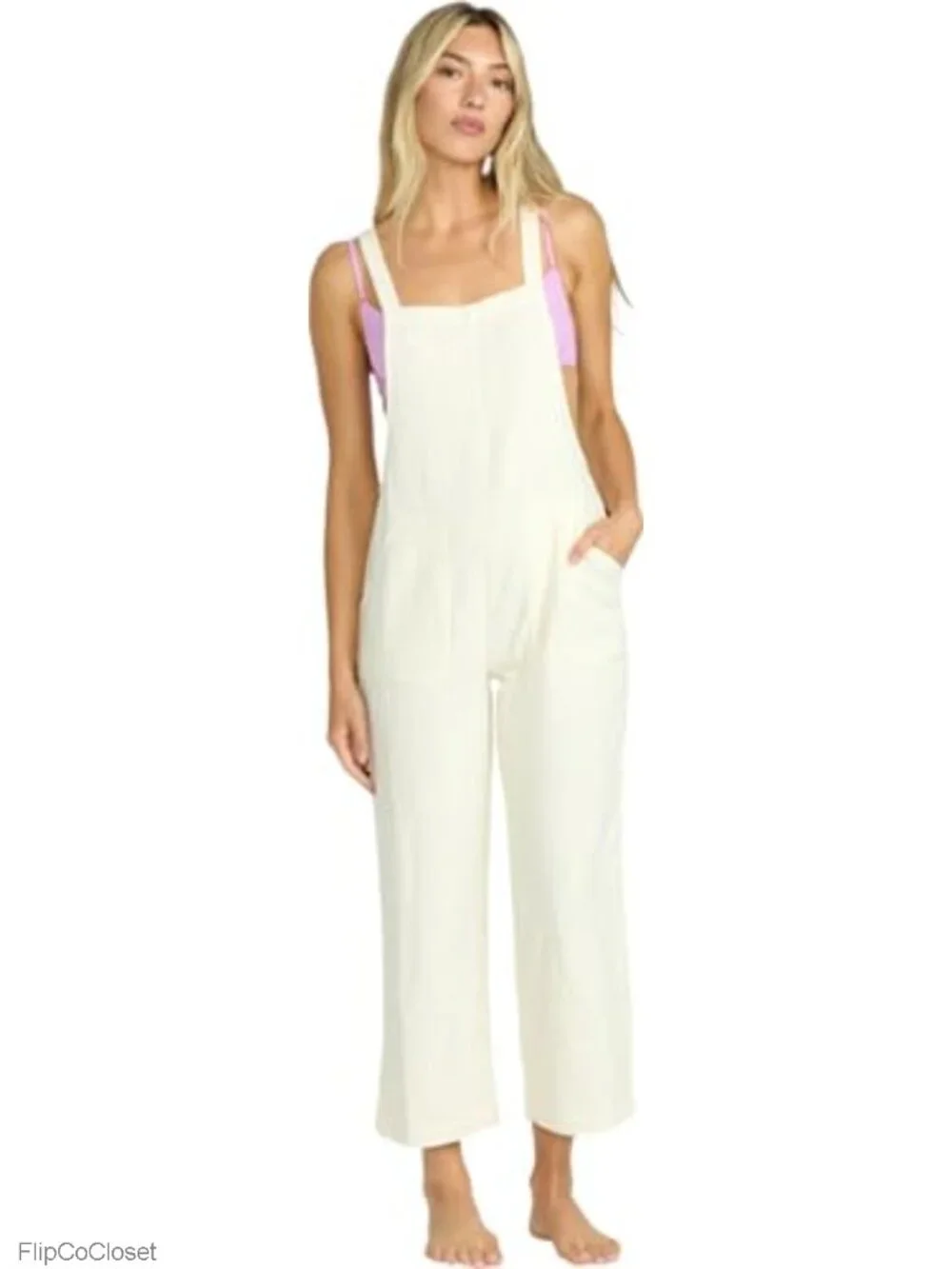 100% Cotton Sleeveless Jumpsuit with Pockets - Women's One Piece